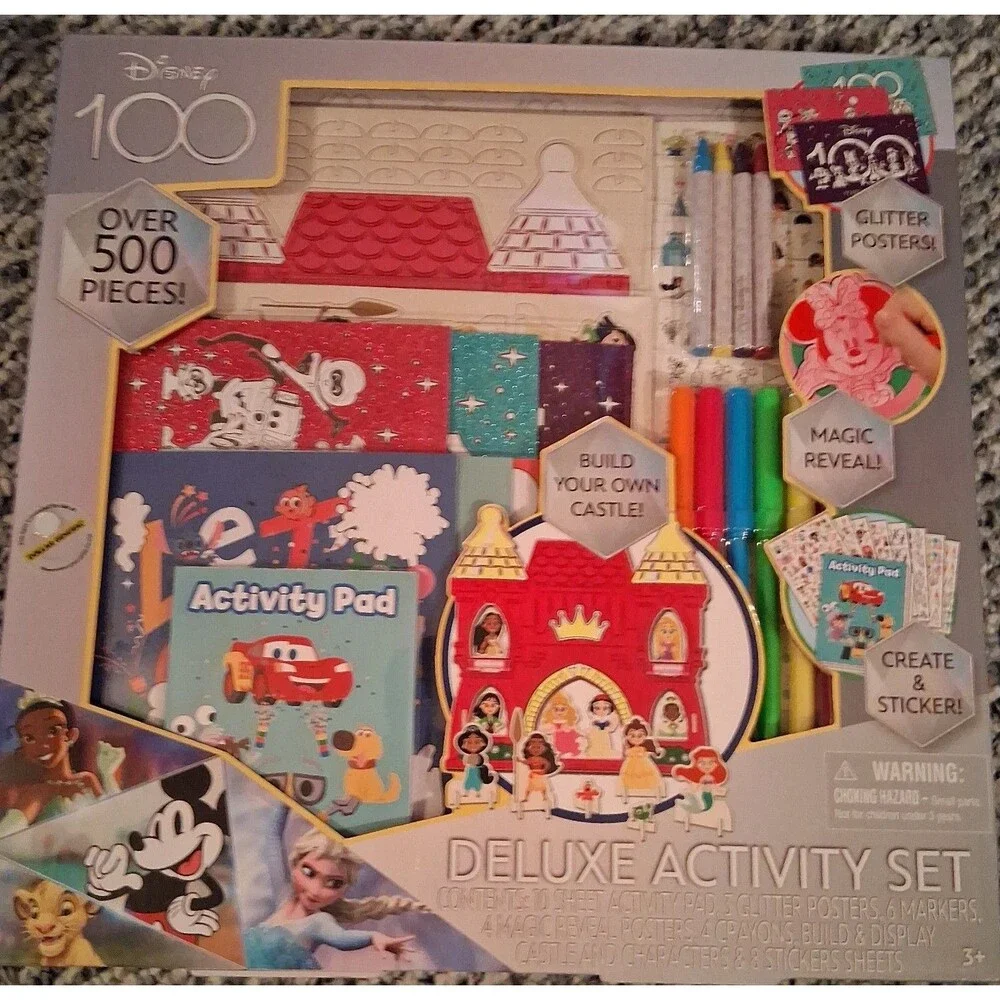 Disney Deluxe Activity Set 500 Pieces Glitter Posters Markers Crayons Stickers